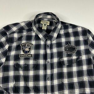 American Rag CiE Embroidered Shirt Mens XL Plaid Flannel Button Up Long sleeve